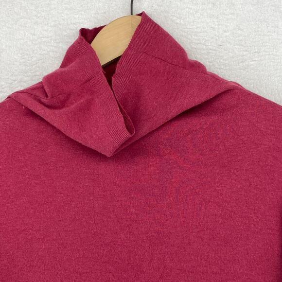 EILEEN FISHER Top S Cotton Jersey Boxy Turtleneck Long Sleeve Basic Pink Red USA - Picture 4 of 11